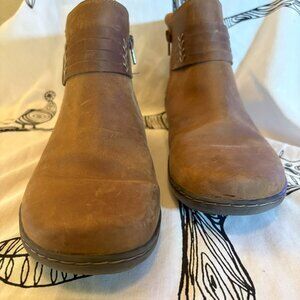 Women's Brown Leather Clarks Booties